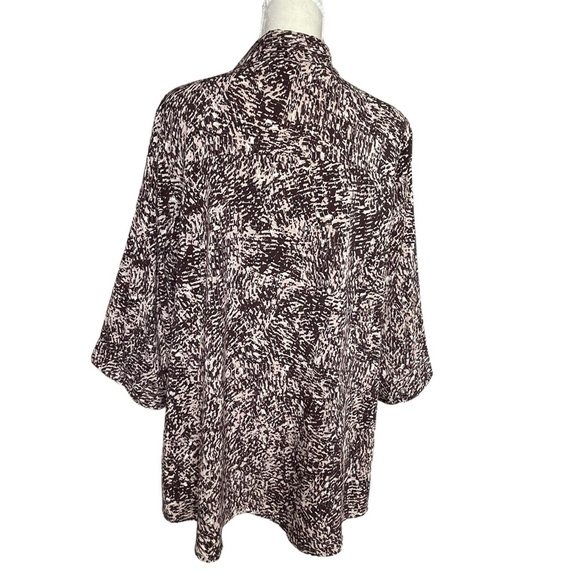 Catherines Women’s Brown Tan Printed Half Zip Blouse Top Plus Size 1X 18/20W - Picture 4 of 7